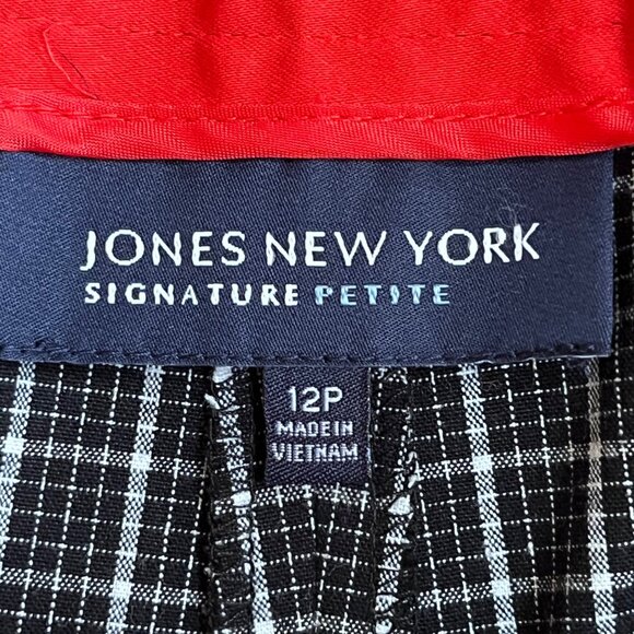 Jones New York Signature‎ Petite Black White Plaid Skort Shorts 12P Rear Pockets - Picture 6 of 8